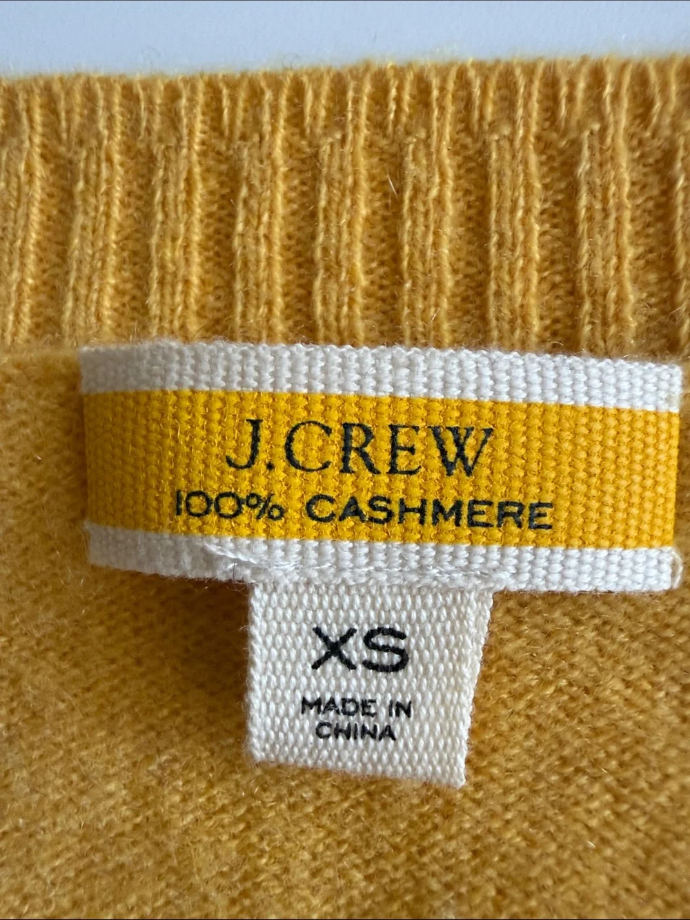 J.Crew 100 Cashmere Shrunken Crewneck Sweater. Bright Yellow. Size XS.